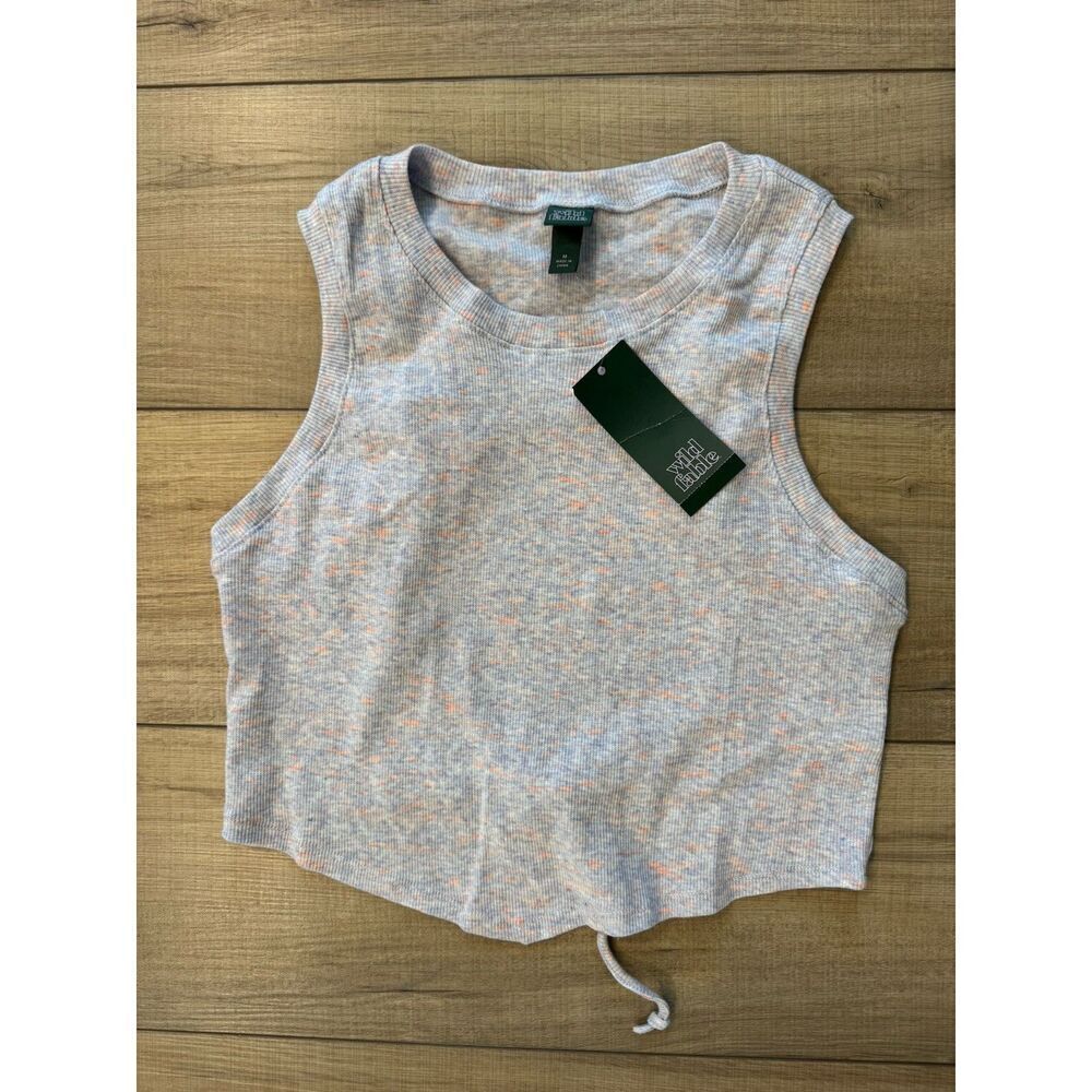Wild‎ Fable Ribbed Cutout Back Crop Top Women XS Purple Tie Back Festival